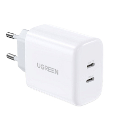 Зарядное устройство UGREEN CD243 (10343) USB-C+USB-C PD Fast Charger 40W EU белое