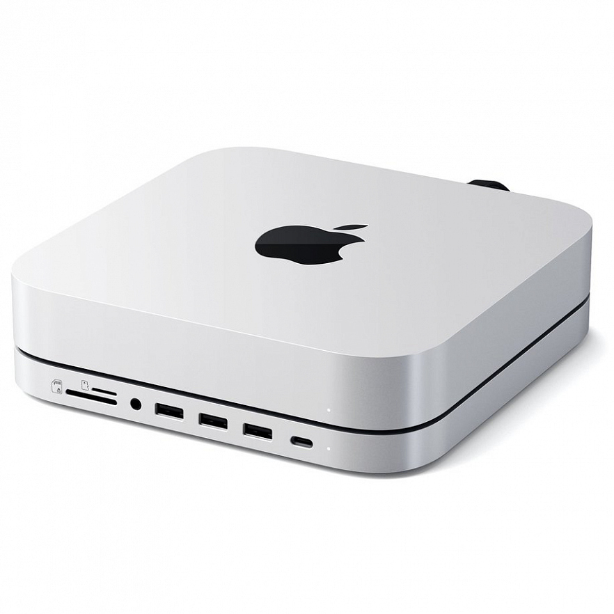 Хаб Satechi Stand & Hub USB-C / 3 x USB-A / Micro/SD / 3.5mm для Mac Mini (M1, 2020) серебристый (ST-MMSHS)