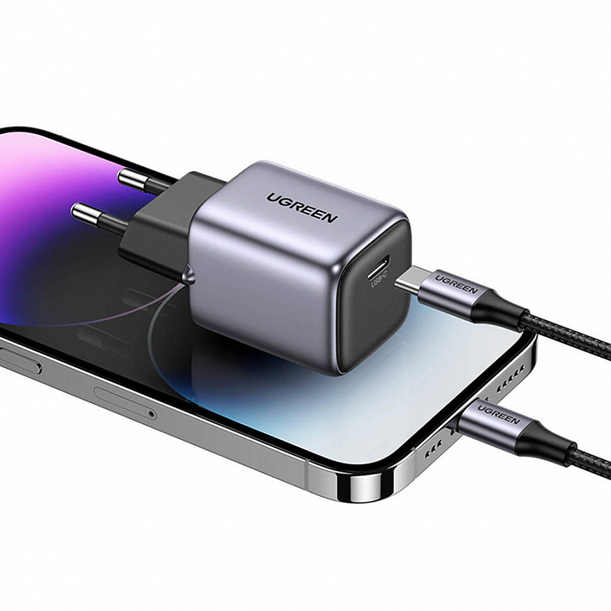 Сетевое зарядное устройство Ugreen CD318 Nexode 20W USB-C PD GaN серый космос (90664)