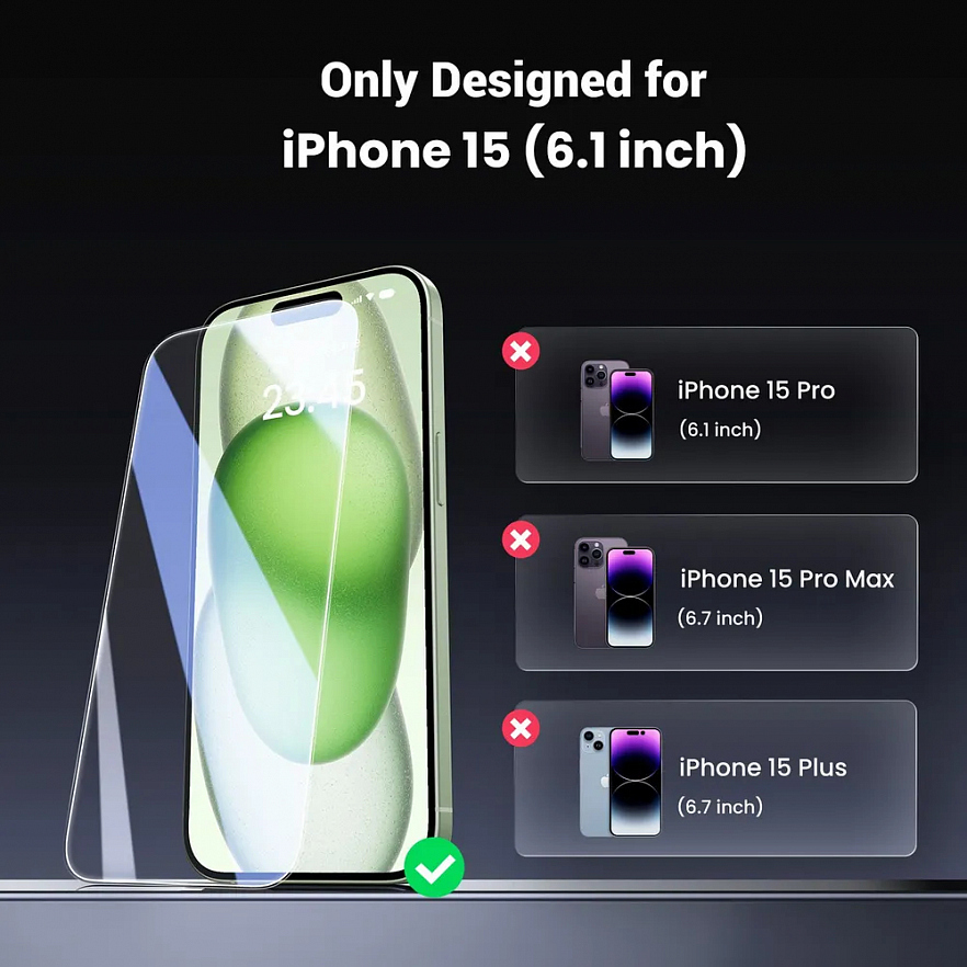 Защитное стекло Ugreen SP369 HD Screen Tempered Protective Film для iPhone 15 прозрачное (25587)