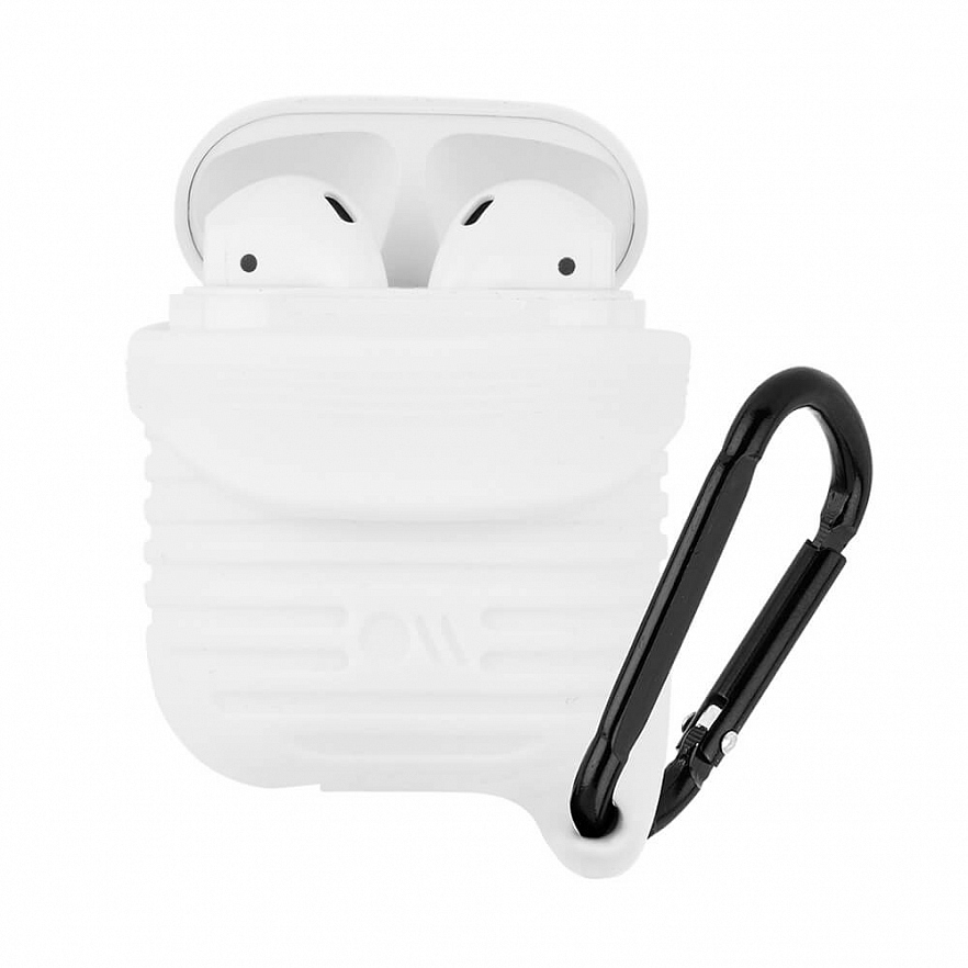 Чехол Case-Mate Tough Water Resistant Case для AirPods белый / чёрный карабин