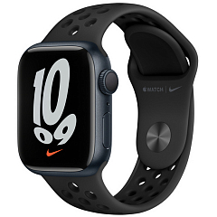 Умные часы Apple Watch Nike Series 7 45 мм, алюминий «Тёмная ночь», спортивный ремешок Nike цвета «Антрацитовый/чёрный»
