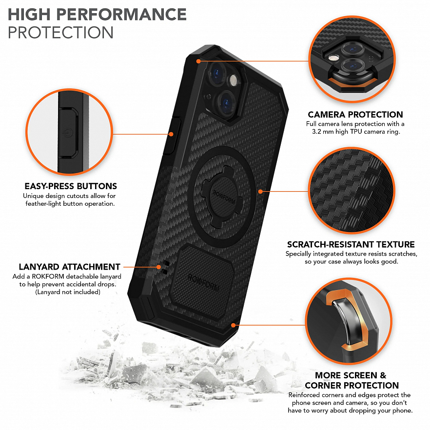 Чехол-накладка Rokform Rugged Case для iPhone 13 со встроенным магнитом чёрный