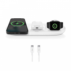 Док-станция TTEC AirCharger Trio 3 İN 1 iPhone + Apple Watch + AirPods Wireless Speed Charging Station белая