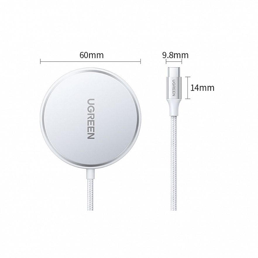 Беспроводное зарядное устройство Ugreen CD284 (80661) 15W Wireless Charger MagSafe белое