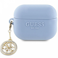 Чехол CG Mobile Guess для Airpods Pro 2 Liquid silicone with 4G Diamond charm Blue - Голубой