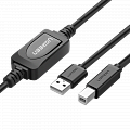 Кабель для принтера UGREEN US122 (10374) USB-A 2.0 Male to USB-B Male Active Printer Cable (10 метров) чёрный