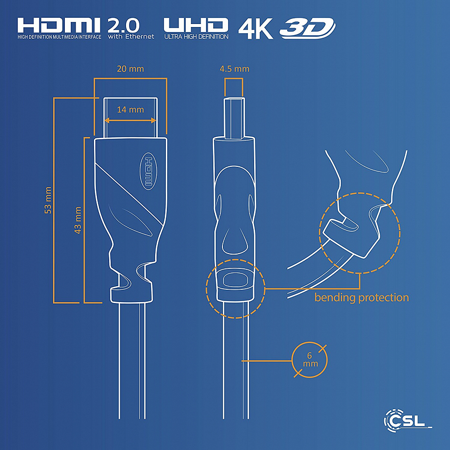 Кабель CSL UHD HDMI 2.0b Cable (1 метр) 4K Ultra HD (302319)