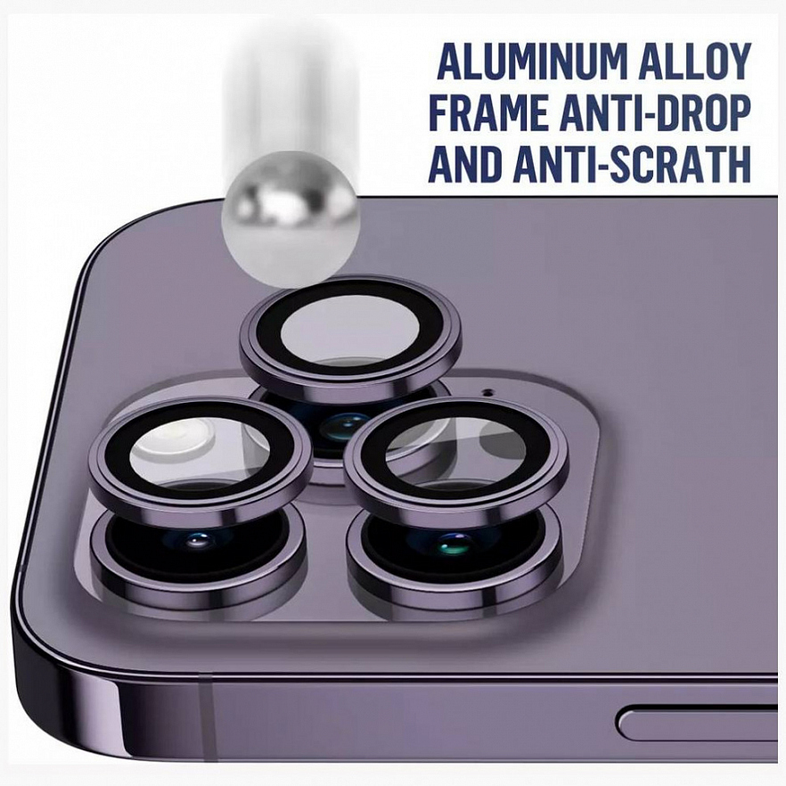 Защитное стекло Blueo Camera lens Armor metal для камеры iPhone 14 Pro/14 Pro Max Разноцветное (3 шт+install)