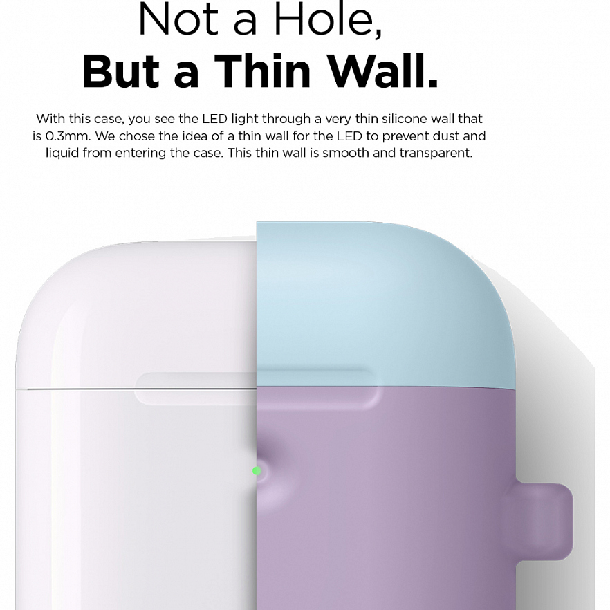 Чехол Elago A2 Wireless Silicone Duo Hang Case для AirPods 2Gn фиолетовый Lavender (голубая Pastel Blue/розовая крышки)
