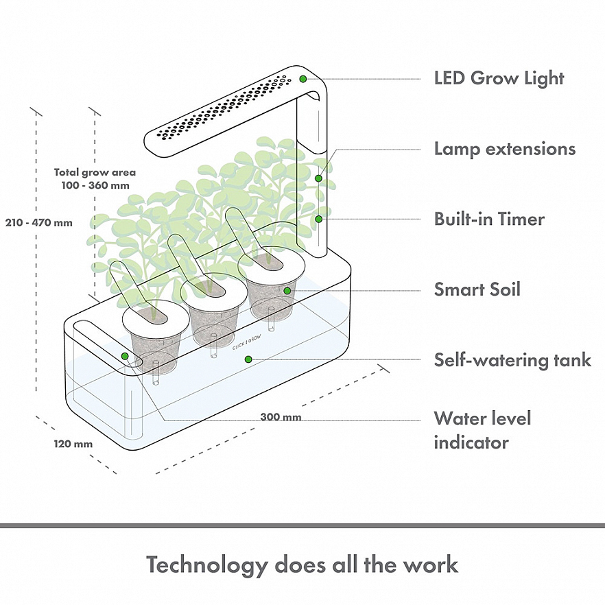 Умный сад Click and Grow Smart Garden 3 Базилик (чёрная крышка)