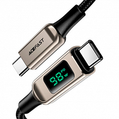 Кабель ACEFAST C6-03 USB-C to USB-C 100W -2 метра с цифровым дисплеем серебристый