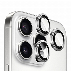 Защитное стекло на камеру BlueO Camera Lens SAPPHIRE Alloy для iPhone 16 Pro/16 Pro Max, 3 шт. (+instal) Белый титан