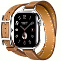 Умные часы Apple Watch Series 10 Hermes 42 мм, двойной тонкий кожаный ремешок с пряжкой коричневого цвета