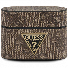 Чехол Guess 4G PU Leather Case Metal Logo для AirPods Pro коричневый