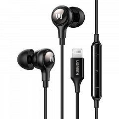 Наушники проводные UGREEN EP103 (30631) In-Ear Earphones Lightning Connector чёрные