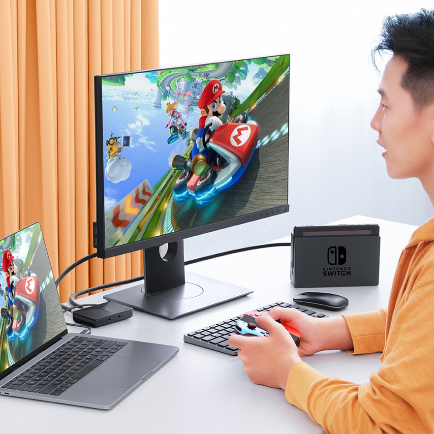 Внешняя карта видеозахват Ugreen CM410 (10936) Audio Video Capture Card Mic+Headphone 1080P HDMI чёрного цвета