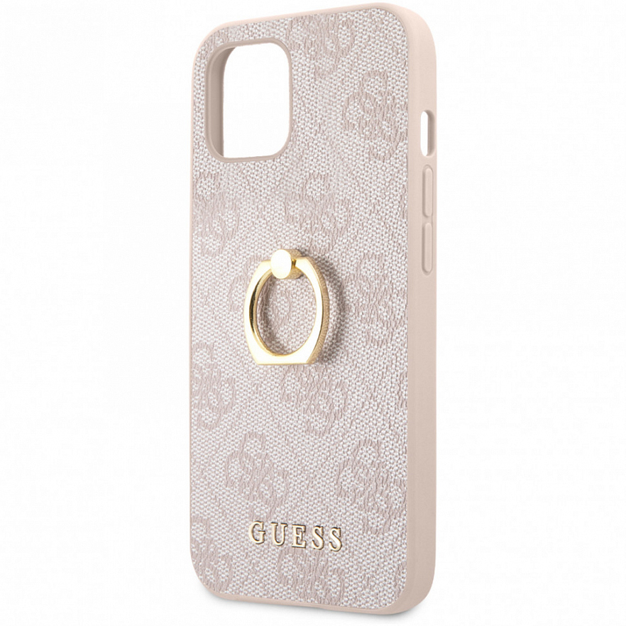 Чехол Guess PU 4G + Ring Hard для iPhone 13 розовый (GUHCP13M4GMRPI)