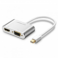Переходник Ugreen MD115 Mini DisplayPort - HDMI to VGA Converter (4K) серебристый