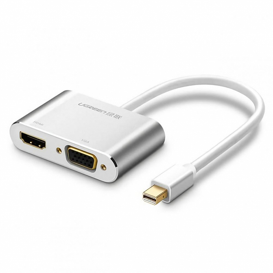 Переходник Ugreen MD115 Mini DisplayPort - HDMI to VGA Converter (4K) серебристый
