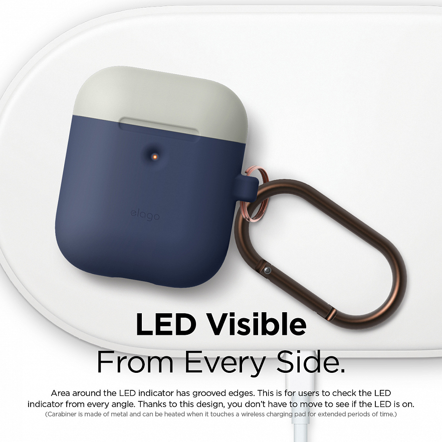 Чехол Elago A2 Wireless Silicone Duo Hang Case для AirPods 2Gn синий Jean Indigo (белая/жёлтая крышки)