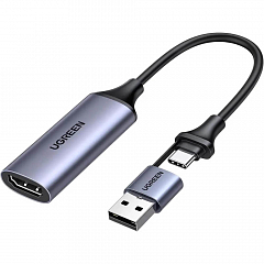 Карта видеозахвата Ugreen CM629 4K 30Hz Video Capture Card серый космос (15389)