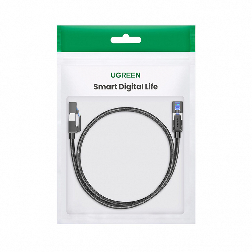 Кабель Ugreen NW153 (80429) CAT8 Shielded Round Braided Cable RJ45 (1 метр) чёрный