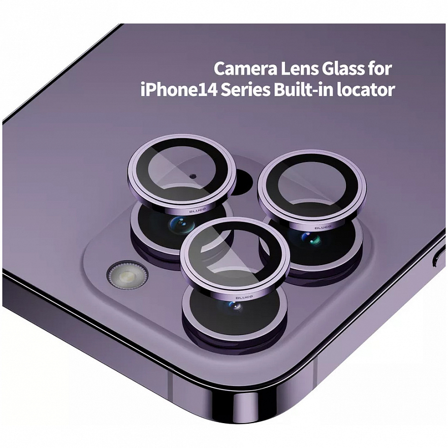 Защитное стекло Blueo Camera Lens PVD stainless steel для камеры iPhone 14 Pro/14 Pro Max фиолетовое (3 шт+install)