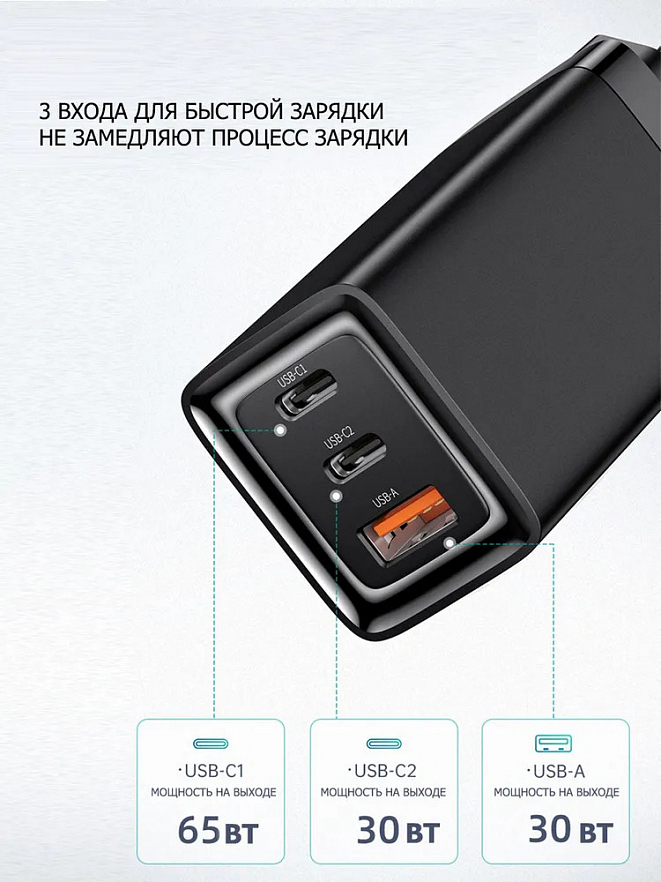 Сетевое зарядное устройство Mcdodo 65W PD GaN Mini Fast Charger CH-1540 чёрное