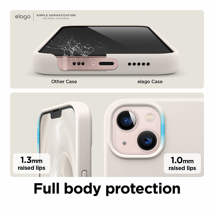 Чехол Elago Soft Silicone Case для iPhone 13 бежевый (Stone)