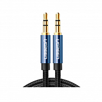 Кабель UGREEN AV112 (10688) 3.5mm - 3.5mm Male с позолоченным покрытием плетеный - 3 метра синий