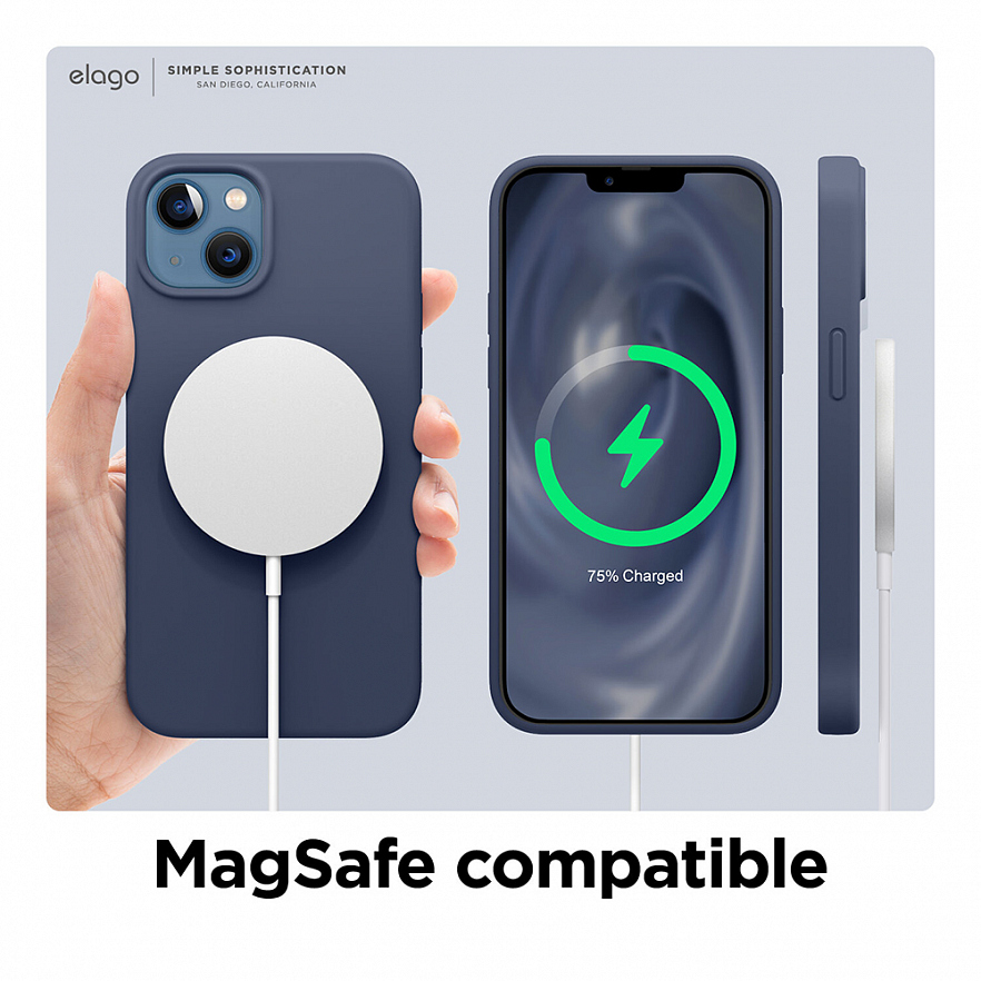 Чехол Elago Soft Silicone Case для iPhone 13 синий (Jean Indigo)