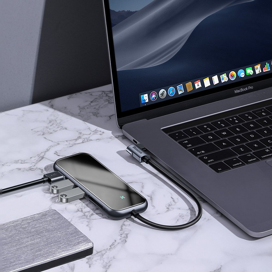 Мульти хаб Baseus Multi-functional HUB USB-C to HDMI / 3xUSB 3.0 / PD / SD / MicroSD тёмно-серый (CAHUB-CZ0G) 