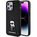 Чехол CG Mobile Lagerfeld Fixed Glitter Ikonik Logo Metal Pin для iPhone 15 Pro Max чёрный