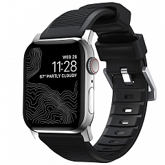 Ремешок Nomad Rugged Strap для Apple Watch 42 / 44 мм чёрный / серебристый