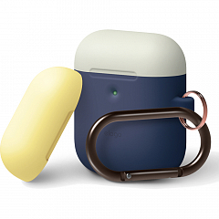Чехол Elago A2 Wireless Silicone Duo Hang Case для AirPods 2Gn синий Jean Indigo (белая/жёлтая крышки)