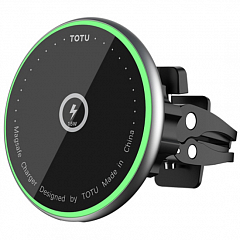 Автодержатель с функцией беспроводной зарядки TOTU War Drum Series MagSafe 15W Magnetic Wireless чёрный (CACW-53)