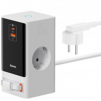 Сетевое зарядное устройство Baseus PowerCombo Digital PowerStrip 65W (APP Control) белое (PSLR000602)