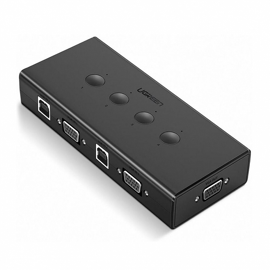 Свитч Ugreen CM154 (50280) 4-Port VGA/USB KVM Switch Box чёрный