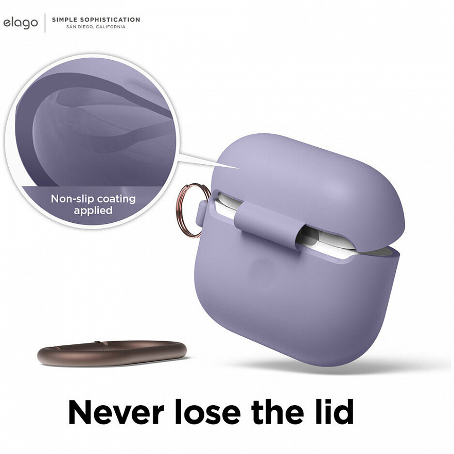 Чехол Elago Silicone Hang Case для AirPods 3 лавандово-серый (Lavender Grey)