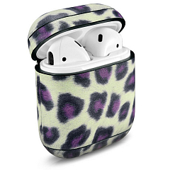 Чехол iCarer для Airpods leather series leopard фисташковый (AP004-BN)