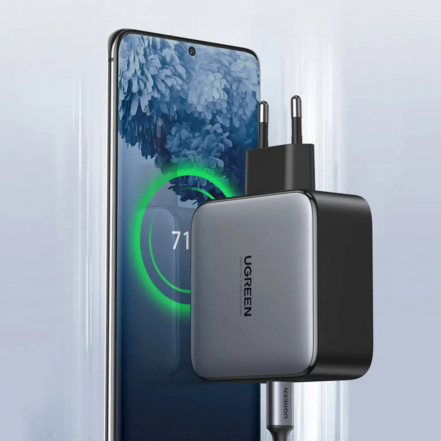 Сетевое зарядное устройство UGREEN CD254 Wall Charger 2 x USB Type-C 100W Power Delivery серое (50327)