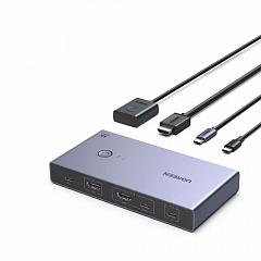 Переключатель UGREEN CM731 (25960) USB-C+HDMI 2 в 1 Out серый космос