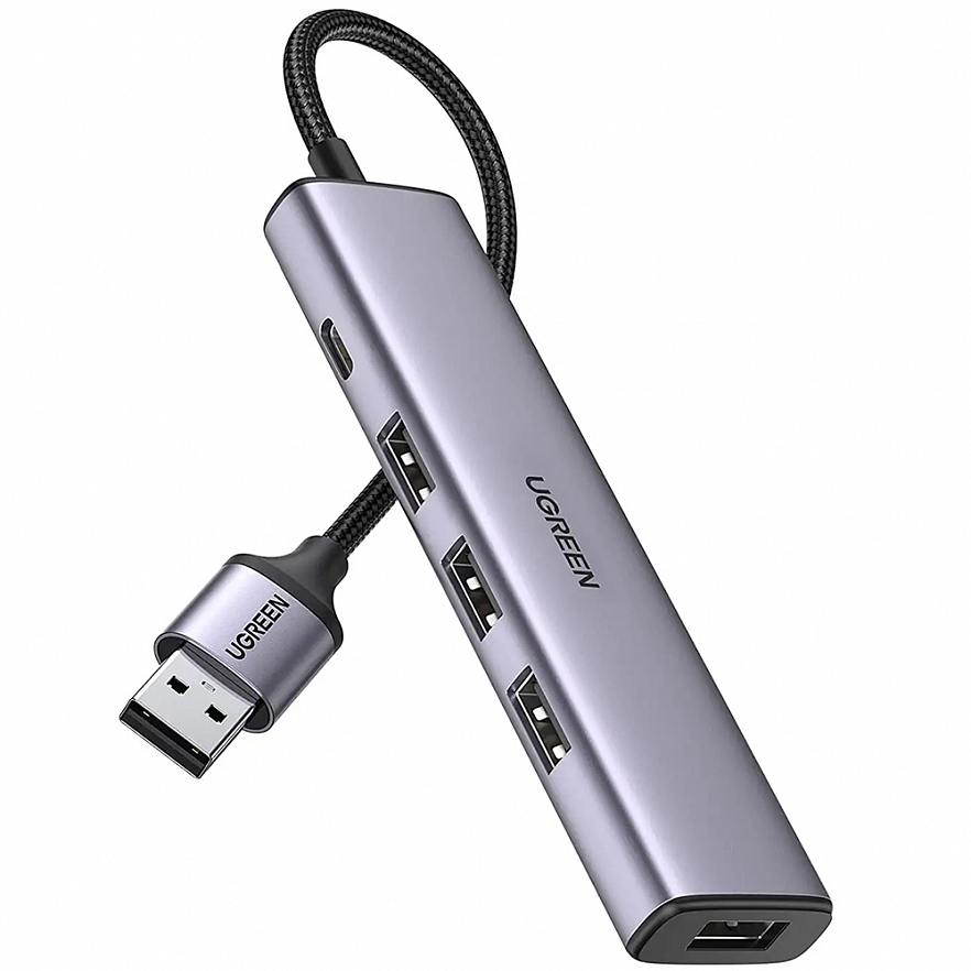 Хаб Ugreen CM473 4 x USB / 1 x USB Type-C Adapter серый (20805)