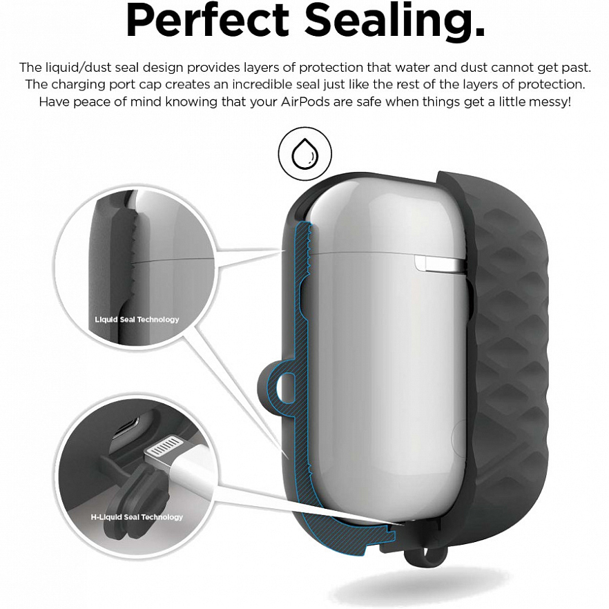 Чехол Elago Waterproof Active Hang Case для AirPods серый