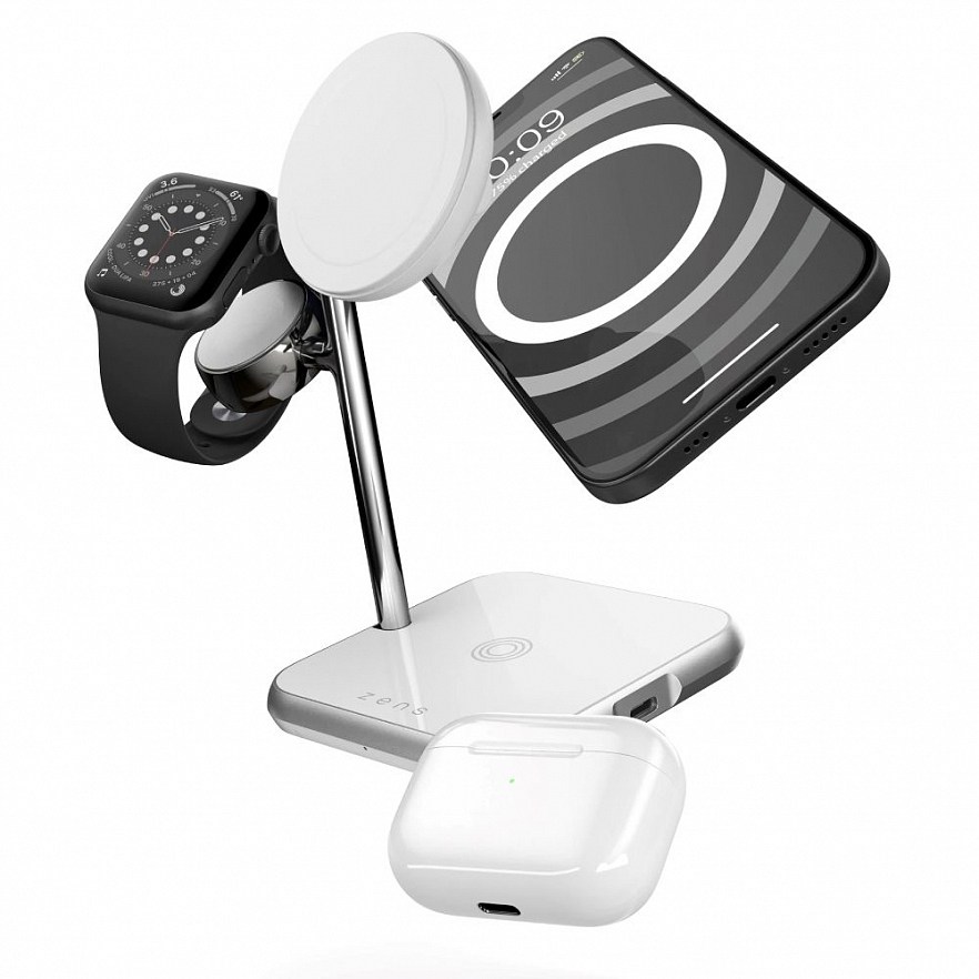 Беспроводное зарядное устройство Zens 4-in-1 MagSafe + Watch Wireless Charging Station белое (ZEDC22W/00)