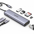 Мульти Хаб UGREEN CM512 (90568) USB-C to 2*USB3.0+HDMI+RJ45+SD&TF+PD Port Converter серый