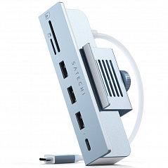 Мульти хаб Satechi USB-C Clamp Hub 1 x USB-C / 3 x USB-A  / SD / microSD для iMac (2021) голубой (ST-UCICHB)