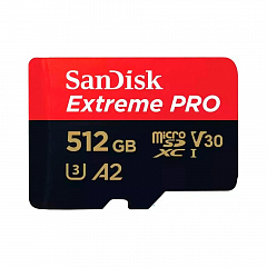 Карта памяти Sandisk Extreme Pro microSDXC 512 Гб UHS-I, V30, A2, U3 черно-красный