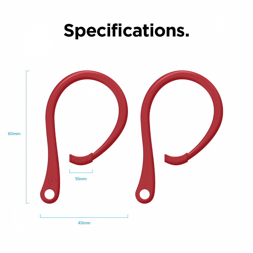 Крепления Elago EarHook для AirPods (все модели) Красные (Red)